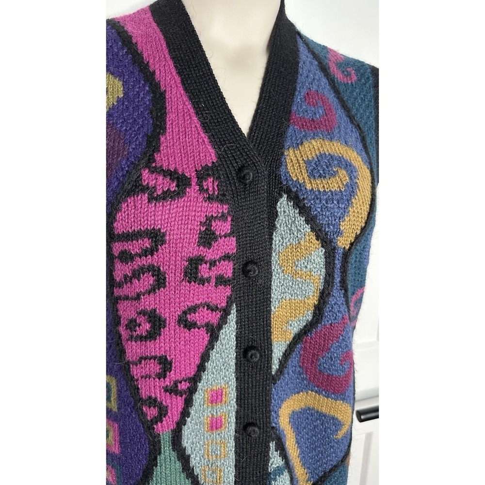 Peruvian Connection 100% Alpaca Longline Sweater Vest Abstract Intarsia XL - Picture 3 of 8